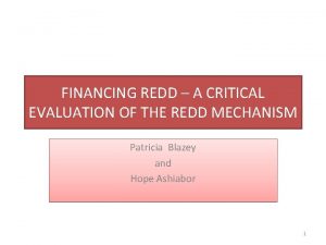 FINANCING REDD A CRITICAL EVALUATION OF THE REDD