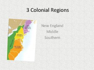 3 Colonial Regions New England Middle Southern 3