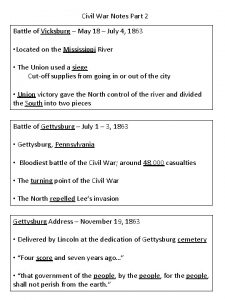 Civil War Notes Part 2 Battle of Vicksburg