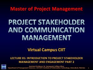 Master of Project Management Virtual Campus CIIT LECTURE