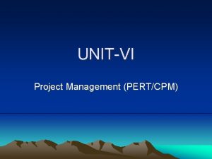 UNITVI Project Management PERTCPM INDEX UNIT 6 PPT
