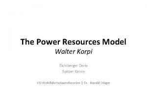 The Power Resources Model Walter Korpi Eichlberger Doris