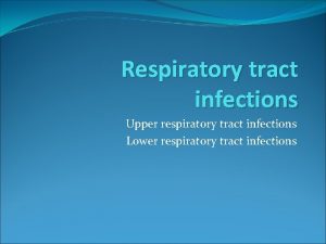 Respiratory tract infections Upper respiratory tract infections Lower