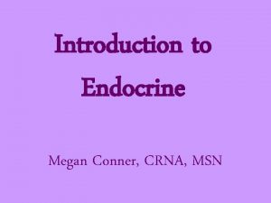 Introduction to Endocrine Megan Conner CRNA MSN Outline