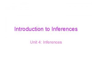 Introduction to Inferences Unit 4 Inferences Computer Cart