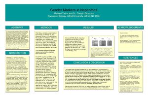 Gender Markers in Nepenthes Michael Taylor and Dr