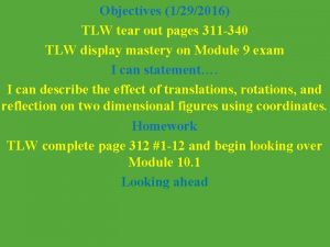 Objectives 1292016 TLW tear out pages 311 340