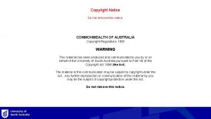 Copyright Notice Do not remove this notice COMMONWEALTH