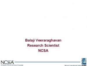 Molten Salt Database Balaji Veeraraghavan Research Scientist NCSA