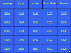 Gravitational Electric Magnetic Electric Circuits Potpourri 100 100