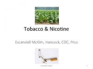 Tobacco Nicotine Escandell Mc Kim Hancock CDC Prus