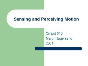 Sensing and Perceiving Motion Cmput 610 Martin Jagersand