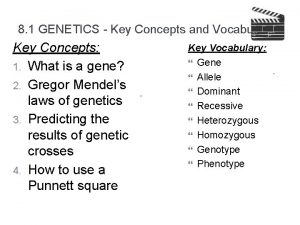 8 1 GENETICS Key Concepts and Vocabulary Key