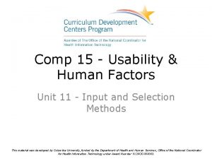 Comp 15 Usability Human Factors Unit 11 Input