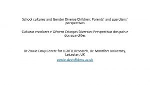 School cultures and Gender Diverse Children Parents and