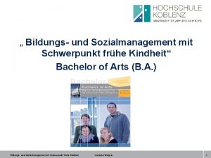 Bildungs und Sozialmanagement mit Schwerpunkt frhe Kindheit Bachelor