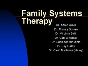 Family Systems Therapy Dr Alfred Adler Dr Murray