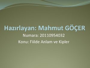 Hazrlayan Mahmut GER Numara 20110954032 Konu Fiilde Anlam