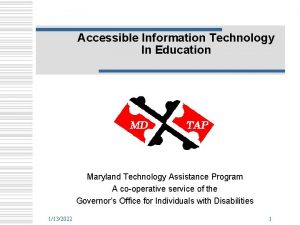 Accessible Information Technology In Education Maryland Technology Assistance