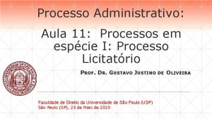 Processo Administrativo Aula 11 Processos em espcie I