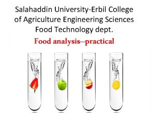 Salahaddin UniversityErbil College of Agriculture Engineering Sciences Food