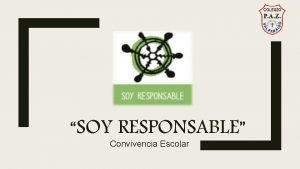 SOY RESPONSABLE Convivencia Escolar Introduccin Nuestras actitudes siempre