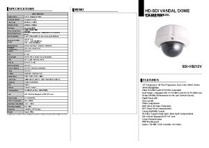 SPECIFICATIONS MEMO HDSDI VANDAL DOME USERS MANUAL CAMERA