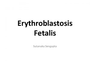 Erythroblastosis Fetalis Sutanuka Sengupta INTRODUCTION Erythroblastosis fetalis is