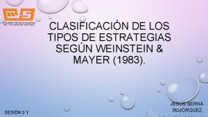 CLASIFICACIN DE LOS TIPOS DE ESTRATEGIAS SEGN WEINSTEIN