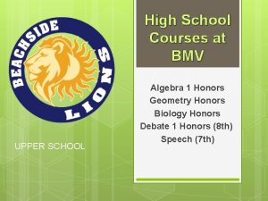 High School Courses at BMV UPPER SCHOOL Algebra