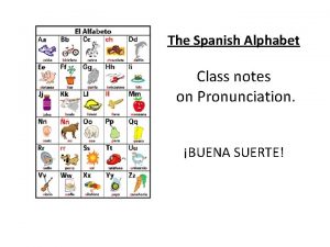 The Spanish Alphabet Class notes on Pronunciation BUENA