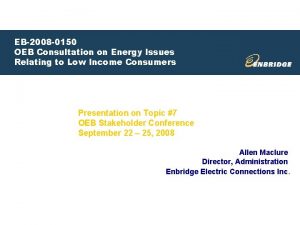 EB2008 0150 OEB Consultation on Energy Issues Relating