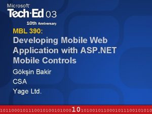 MBL 390 Developing Mobile Web Application with ASP