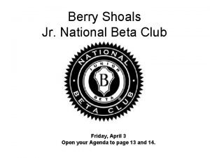 Berry Shoals Jr National Beta Club Friday April