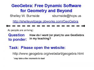 Geo Gebra Free Dynamic Software for Geometry and