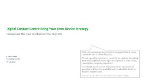 Digital Contact Centre Bring Your Own Device Strategy