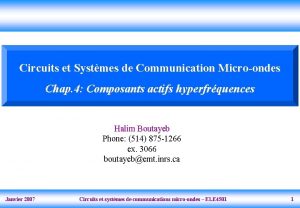 Circuits et Systmes de Communication Microondes Chap 4
