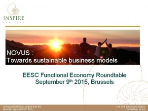 NOVUS Towards sustainable business models EESC Functional Economy