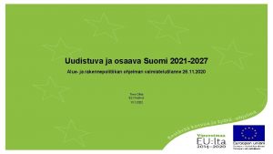 Uudistuva ja osaava Suomi 2021 2027 Alue ja