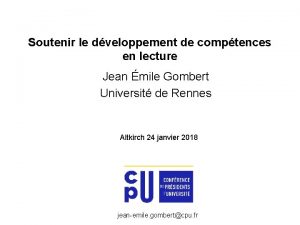 Soutenir le dveloppement de comptences en lecture Jean