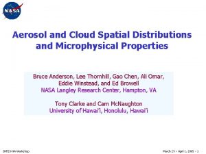Aerosol and Cloud Spatial Distributions and Microphysical Properties