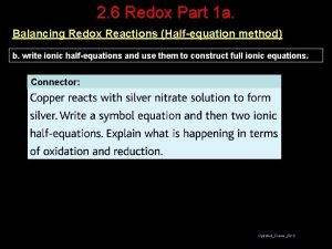 2 6 Redox Part 1 a Balancing Redox