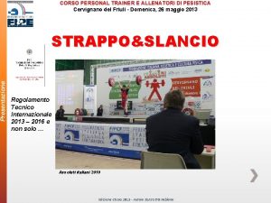 Presentazione CORSO PERSONAL TRAINER E ALLENATORI DI PESISTICA