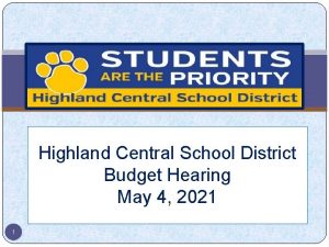 Highland Central School District Budget Hearing May 4