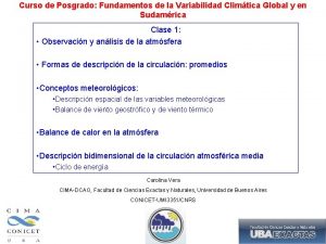 Curso de Posgrado Fundamentos de la Variabilidad Climtica