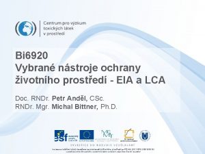 Bi 6920 Vybran nstroje ochrany ivotnho prosted EIA