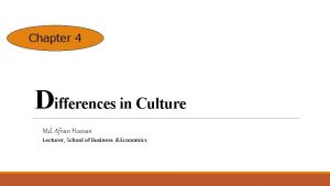 Chapter 4 Differences in Culture Md Afnan Hossain