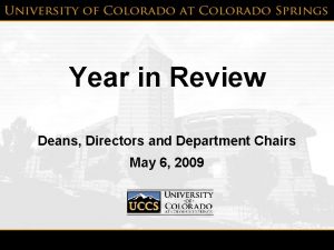 Year in Review Deans Directors and Department Chairs