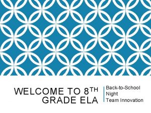 8 TH WELCOME TO GRADE ELA BacktoSchool Night