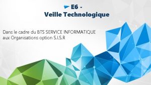 E 6 Veille Technologique Dans le cadre du